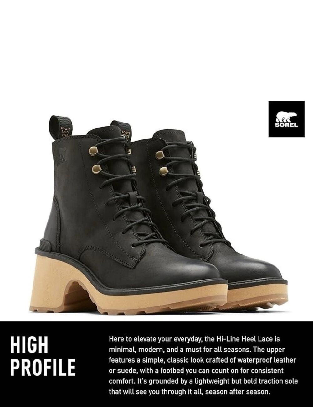 Sorel‎ Women's Hi-Line Heel Lace Boots WATERPROOF 8.5